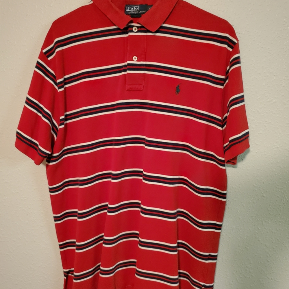 Polo Ralph Lauren Red Striped Polo Shirt XL
